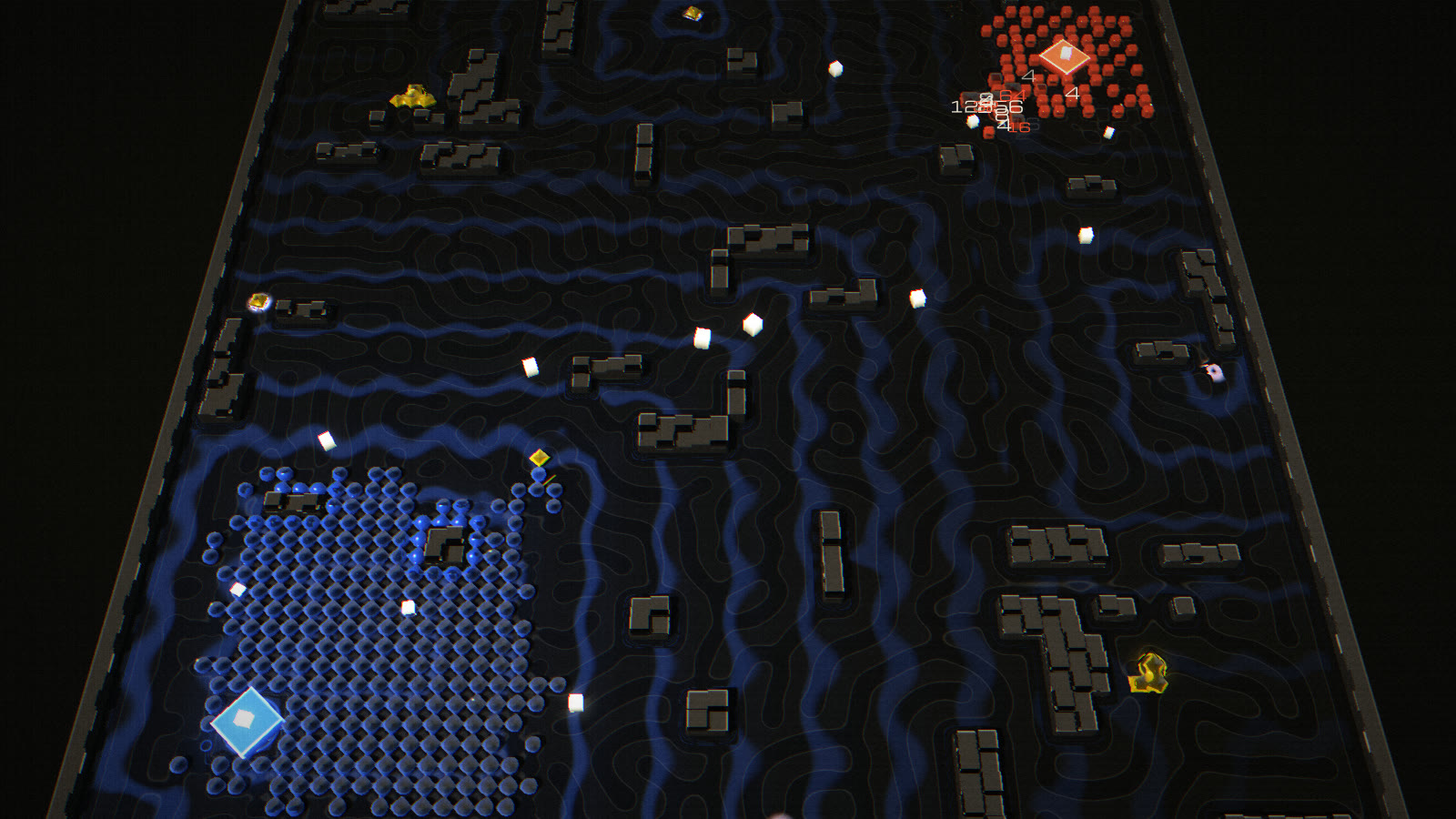 Beacon gradient field shown in cyan around the player's rally point